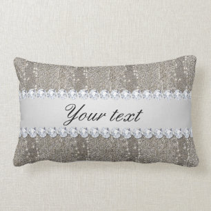 FauxsilverSequins och diamanter Lumbarkudde