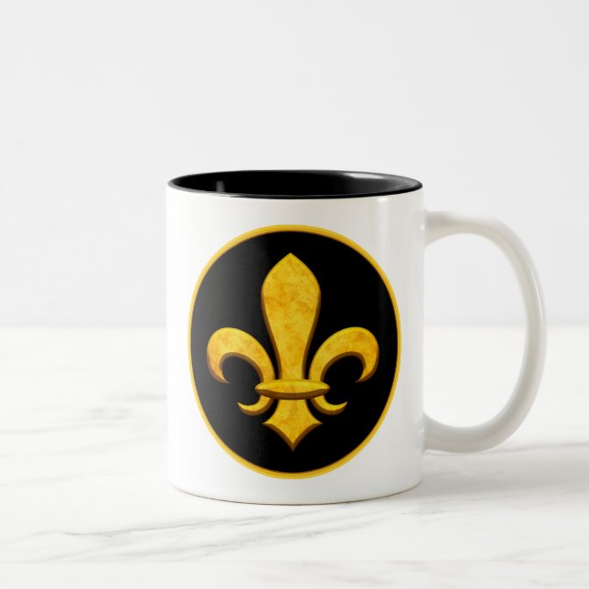Fauxsten guld- Fleur de lis Två-Tonad Mugg (Höger)