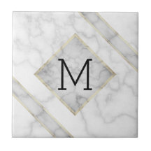 Fauxvitmarmor & beige alabaster- med monogramen