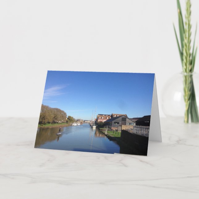 Faversham Bäck, England, med Paddle Boarder Kort (Framsida)