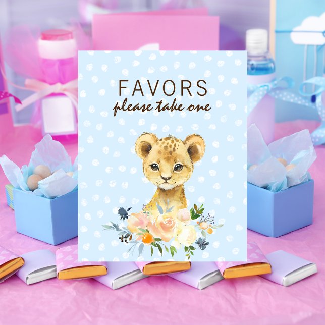 Favor Baby Shower Lejonunge Blommig Blå Poster (Skapare uppladdad)