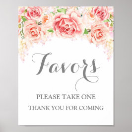 Favor Baby Shower Skylt Rosa Akvarell Blommor