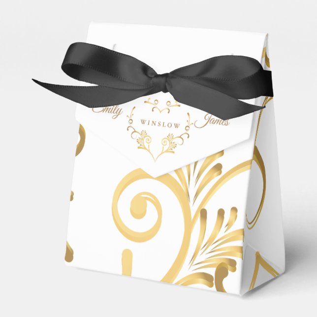 Favor Box-Fancy Gold Heart Presentaskar (Framsidan Sidan)