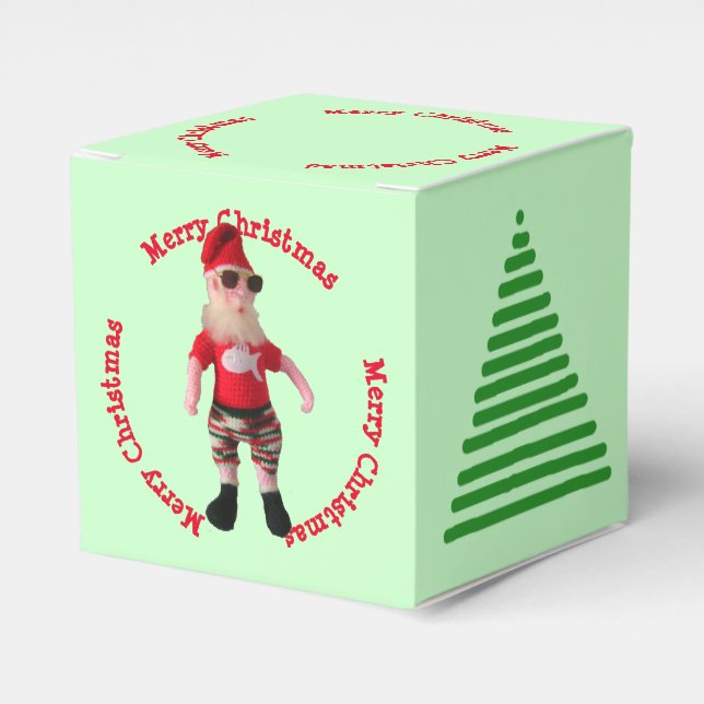 Favor Box - God Jul Tomte och Träd Presentaskar (Framsidan Sidan)