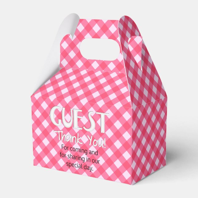 FAVOR-BOX MED 1 Rosa-PART, Gable stil Presentaskar (Framsidan Sidan)