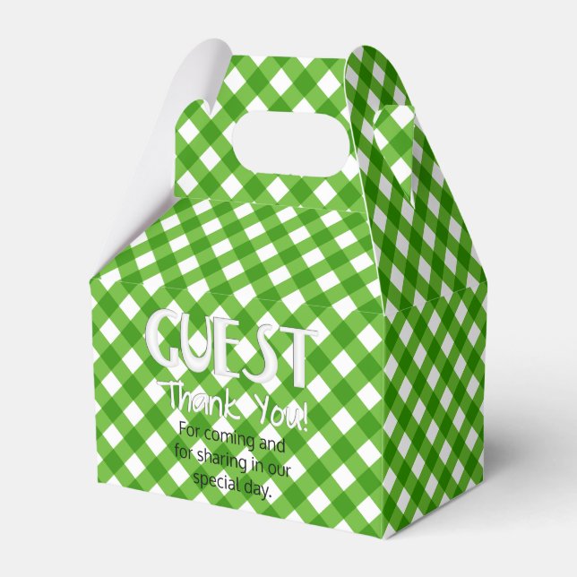 FAVOR-BOX MED 2 GRÖNTAR, Gable stil Presentaskar (Framsidan Sidan)