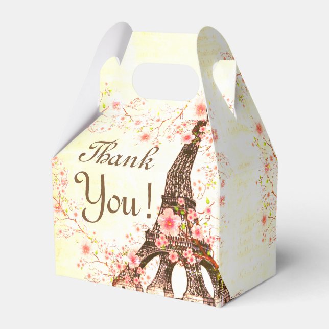 Favor Box Paris Eiffeltornet Körsbärsblom Presentaskar (Framsidan Sidan)