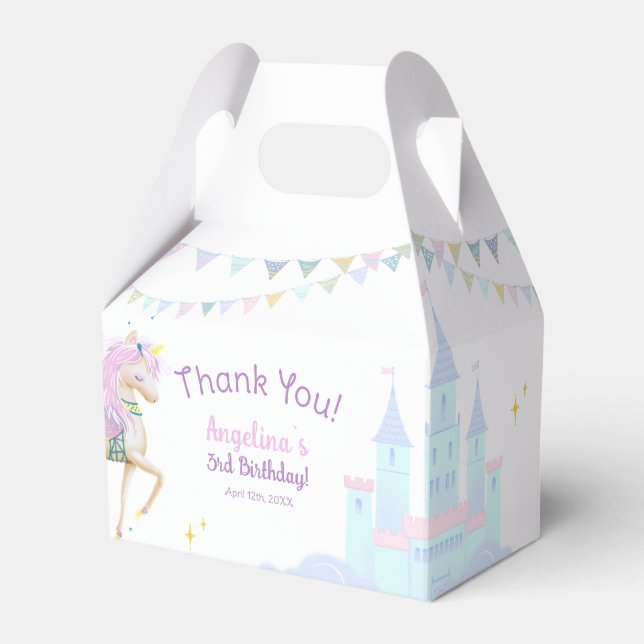 Favor Boxes Unicorn Birthday. Presentaskar (Framsidan Sidan)