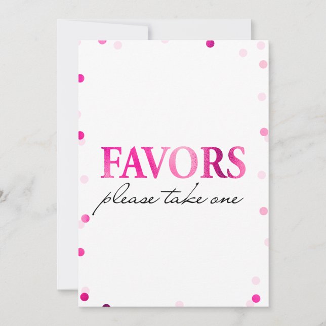 Favor Bröllopsduschskylt | Rosa Magenta Konfetti Inbjudningar (Framsida)