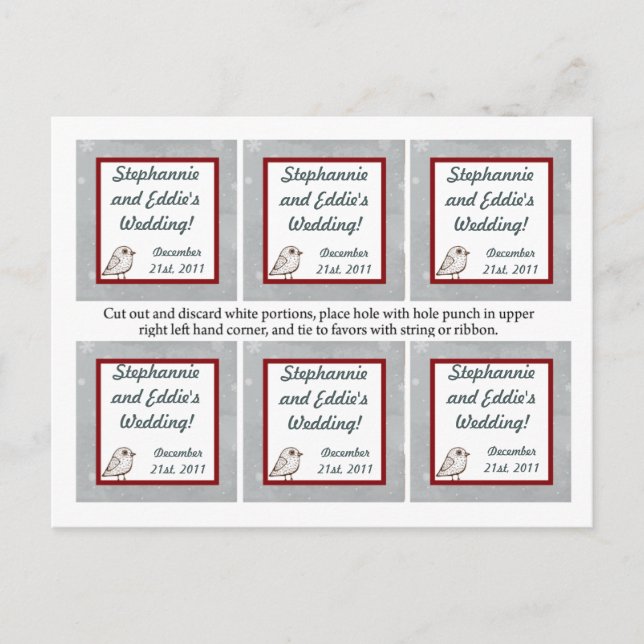 Favor Etiketter Jul Vit Träd Helg Vykort (Framsida)