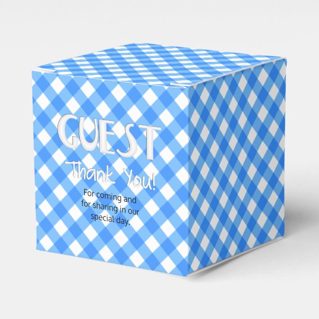 FAVOR FÖR 6-PASTEL BLUE-PARTY, fyrkantig ruta Presentaskar (Framsidan Sidan)