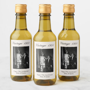 Favor för 75-årsjubileum med anpassad bröllopsfoto vinetikett