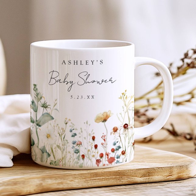 Favor för baby shower med sommarvilda blommor kaffemugg (Skapare uppladdad)