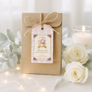 Favor för Floral Rosa Kaross Prinsessa Baby Shower Presentetikett