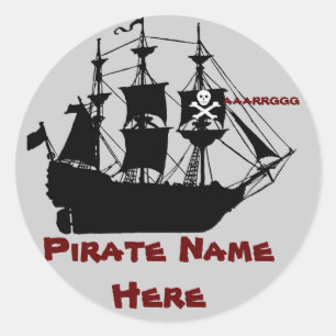 Favör för födelsedagsfest för piratfrakt Theme Runt Klistermärke