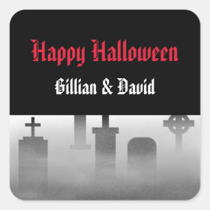 Favör för happy halloween för fyrkantigt klistermärke