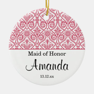 Favör för maid of honorprydnadbröllop - röd julgransprydnad keramik