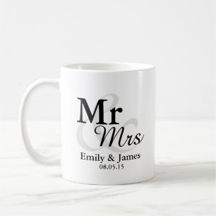 Favör för Mr&Mrs enkel elegant typografibröllop Kaffemugg