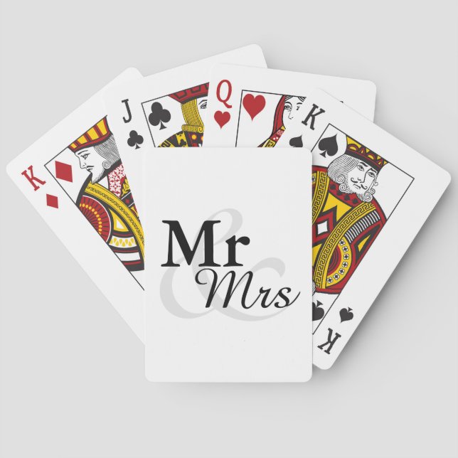 Favör för Mr&Mrs enkel elegant typografibröllop Spel Kort (Baksidan)