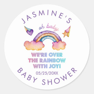 Favör för regnbågeglädjebaby shower runt klistermärke