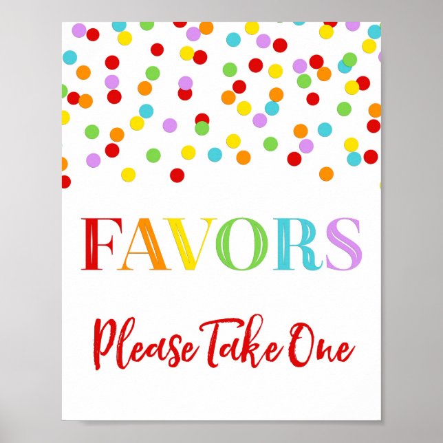 Favor För Tecken Regnbåge Konfetti Baby Shower Poster (Framsidan)