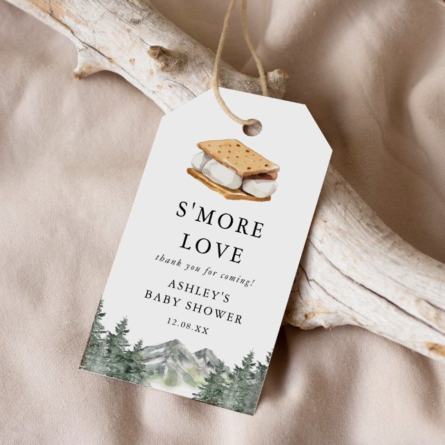 Favor för utomhus älskar S'mores baby shower Presentetikett (Skapare uppladdad)