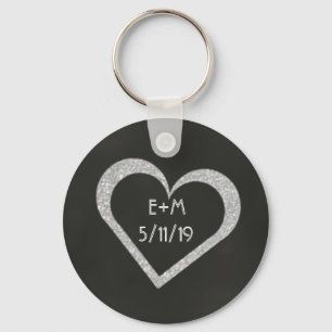 Favör Keychain för svart tavlahjärtabröllop Nyckelring