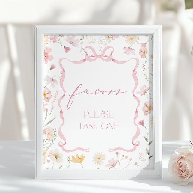 Favor med rosa rosett Vildblomma Barnkalas Poster (Skapare uppladdad)