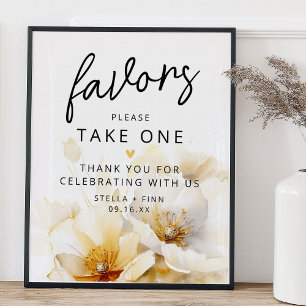 Favor Please Ta En Vit Guld Blommor Poster