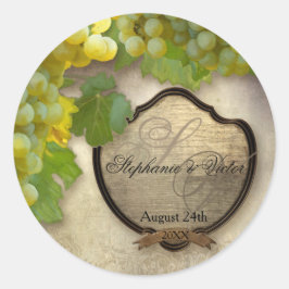 Favor Sälar Chardonnay Vin Grapes Rustic Bröllop Runt Klistermärke