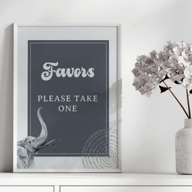 Favor-skylt för Safari Elefant Baby Shower Poster (Skapare uppladdad)