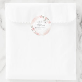 Favor Tack Rosa Rodnad Ros Quinceanera Runt Klistermärke
