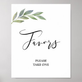 Favor Tecken Olivlöv Grönska Bröllop Poster