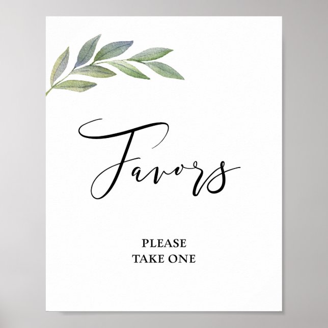 Favor Tecken Olivlöv Grönska Bröllop Poster (Framsidan)