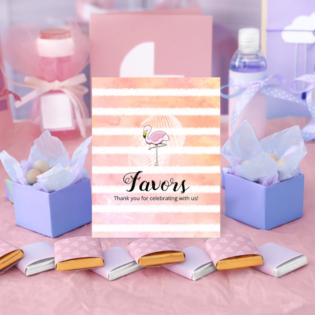 Favor till baby shower med korallrandig flamingo poster (Skapare uppladdad)