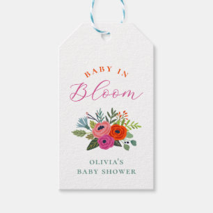 Favor till babyfest med Baby in Bloom Bright Flora Presentetikett