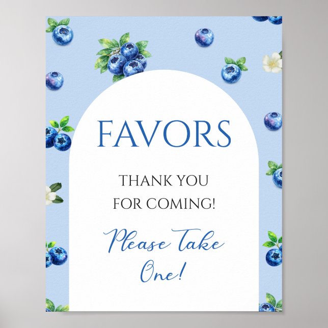 Favor till Blåbärs-Baby Shower Poster (Framsidan)
