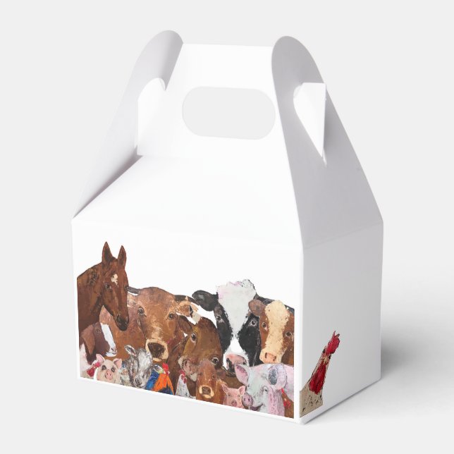 Favor till bondgårdsdjursparty presentaskar (Framsidan Sidan)