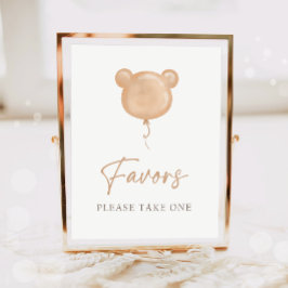 Favor till Teddybjörnballong Boho Neutral Födelsed Poster