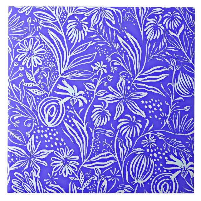 Favorit Blommönster, Periwinkle Blue Kakelplatta (Framsidan)