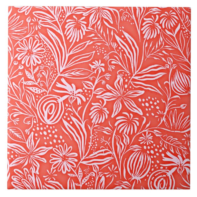 Favorit Blommönster, Red Kakelplatta (Framsidan)