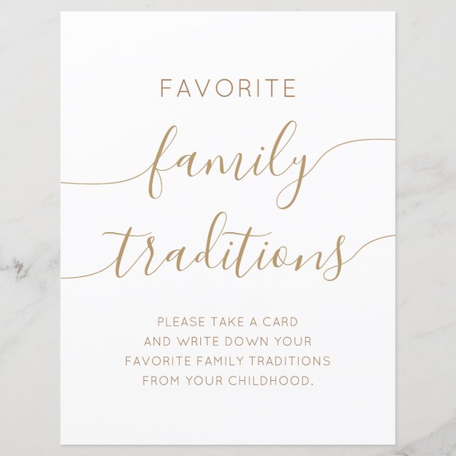 Favorit Familjetradition Baby Shower skylt Spel (Framsida)