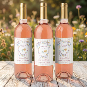 Favorit för baby i blommande bodysuit Baby Shower Vinflaska Etikett