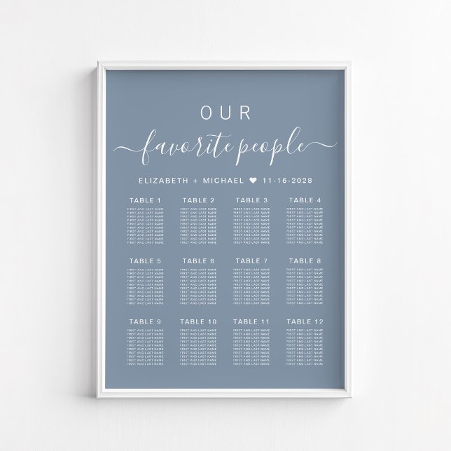 Favorit People 12 Bord Bröllop Seating Chart Poster (Skapare uppladdad)