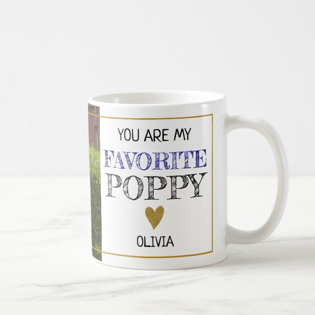 Favorit Poppy Grandpa Grandchild Photo Namn Kaffemugg (Höger)