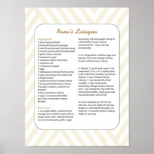 Favorit- receptsparre för familj - Lasagna Poster
