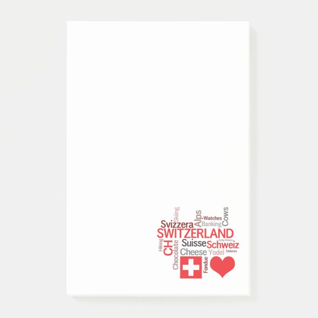 Favorit- schweiziska saker - jag älskar Schweitz Post-it Block (Framsida)