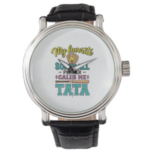 Favorit Softbollspelare Kallar Mig TATA T-Shirt De Armbandsur