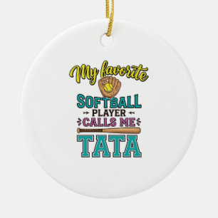 Favorit Softbollspelare Kallar Mig TATA T-Shirt De Julgransprydnad Keramik