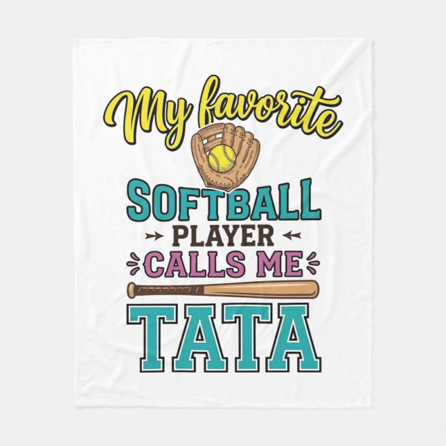 Favorit Softbollspelare Kallar Mig TATA Tröja Desi Fleecefilt (Framsidan)